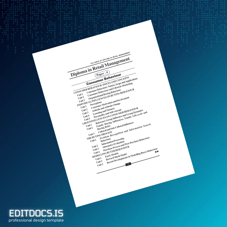 Editable India Institute of Management Retail Management Diploma Template page 6 Page Preview - EditDocs