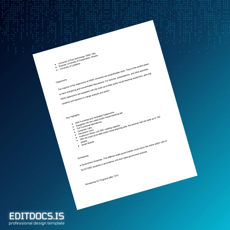 Editable India NIMS University Post Graduate Diploma in Broadcast Journalism Template page 4 Page Preview - EditDocs