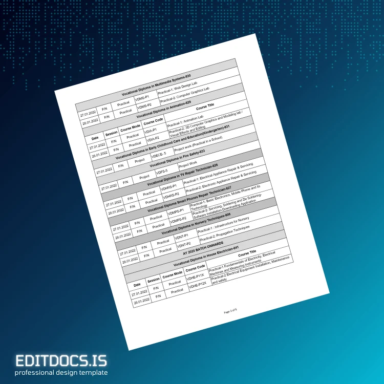 Editable India Tamil Nadu Open University Vocational Diploma Template page 3 Page Preview - EditDocs