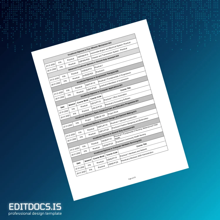 Editable India Tamil Nadu Open University Vocational Diploma Template page 4 Page Preview - EditDocs