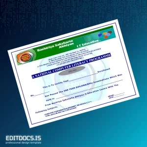 Editable India Touch Stone Institute of IT & Management National Computer Literacy Diploma Page Preview - EditDocs