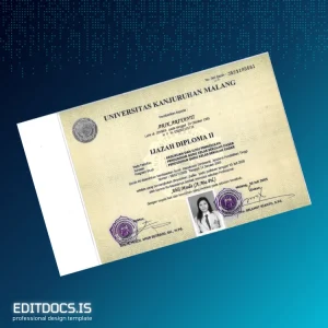 Editable Indonesia Universitas Kanjuruhan Malang Diploma II Certificate Page Preview - EditDocs