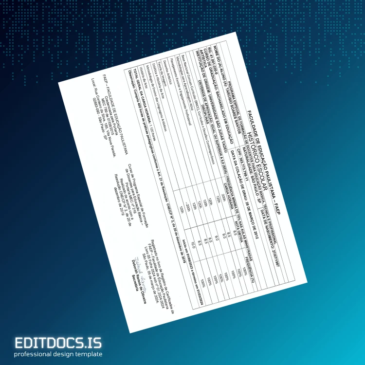 Editable Italy Tarcisio Institute Diploma Template page 2 Page Preview - EditDocs