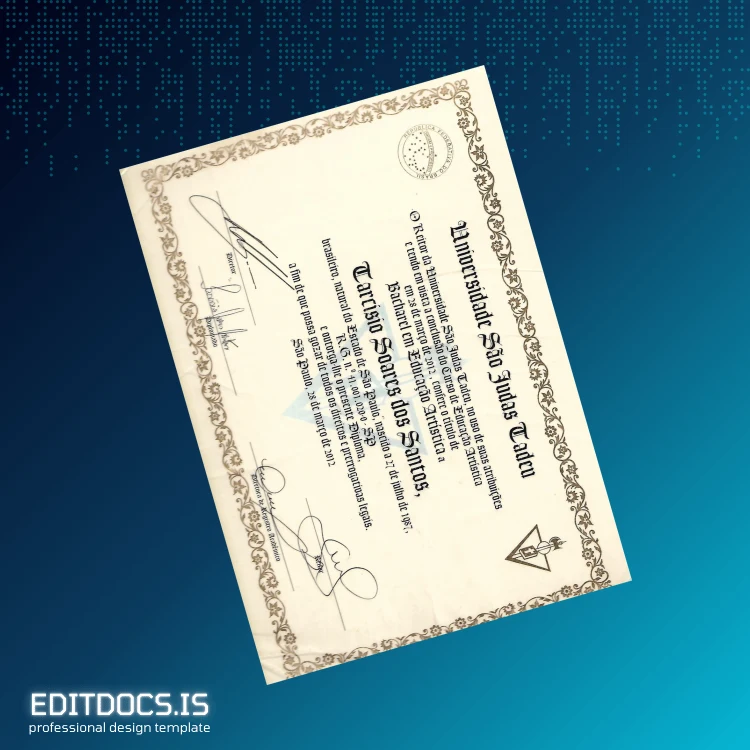 Editable Italy Tarcisio Institute Diploma Template page 3 Page Preview - EditDocs