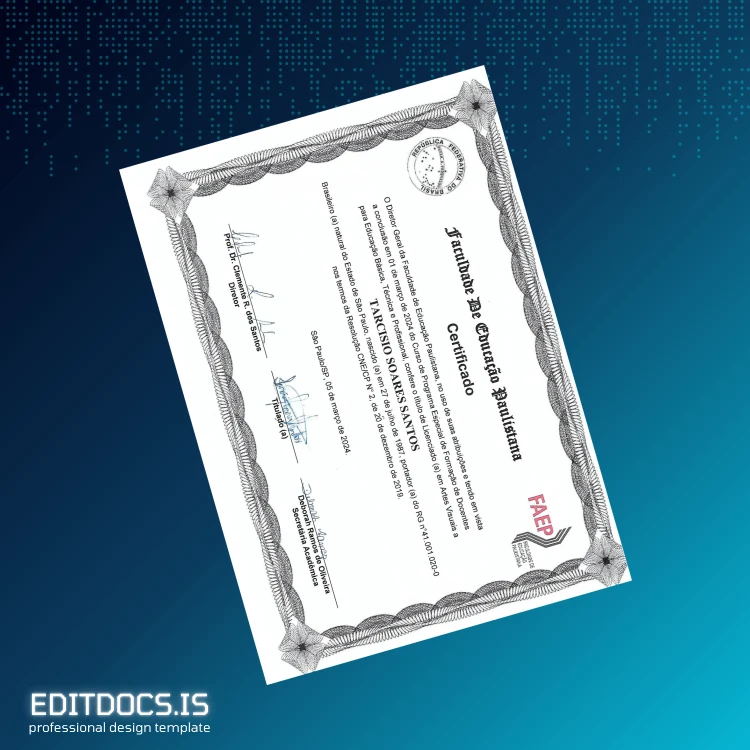 Editable Italy Tarcisio Institute Diploma Template Page Preview - EditDocs