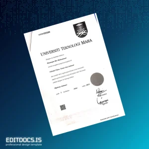 Editable Malaysia Universiti Teknologi Mara Diploma in Animation Template Page Preview - EditDocs