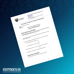 Editable Malaysia University Malaya Bachelor of Business Administration Template Page Preview - EditDocs