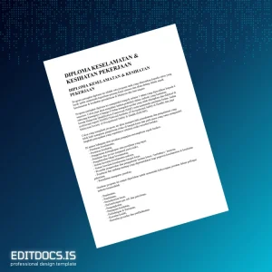 Editable Malaysia University of Safety and Health Diploma in Occupational Safety and Health Template Page Preview - EditDocs