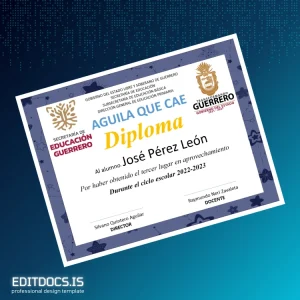 Editable Mexico Aguila Que Cae School Diploma in Academic Excellence 2022-2023 Page Preview - EditDocs