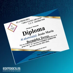 Editable Mexico Aida Yanes Arvayo Primary School Diploma Page Preview - EditDocs