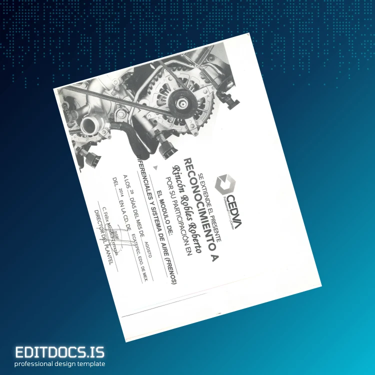 Editable Mexico CEDVA Motor Diploma Template page 2 Page Preview - EditDocs