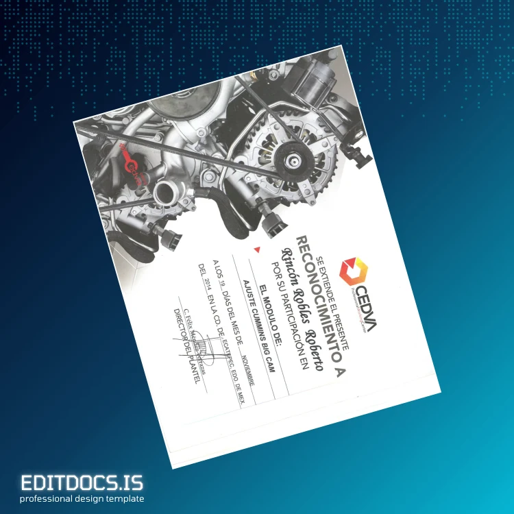 Editable Mexico CEDVA Motor Diploma Template Page Preview - EditDocs