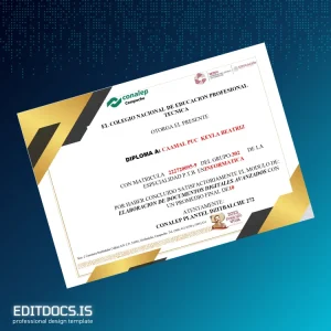Editable Mexico CONALEP Campeche Diploma in Advanced Digital Document Preparation Page Preview - EditDocs