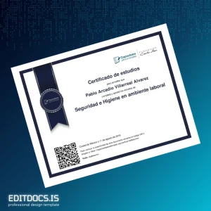 Editable Mexico Capacitáte para el Empleo Certificate of Studies in Occupational Safety and Hygiene Template Page Preview - EditDocs