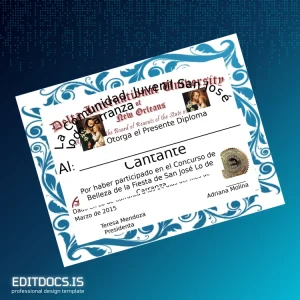 Editable Mexico Community of San José de Carranza Diploma Template Page Preview - EditDocs