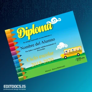 Editable Mexico Diploma Preschool Certificate Template Page Preview - EditDocs