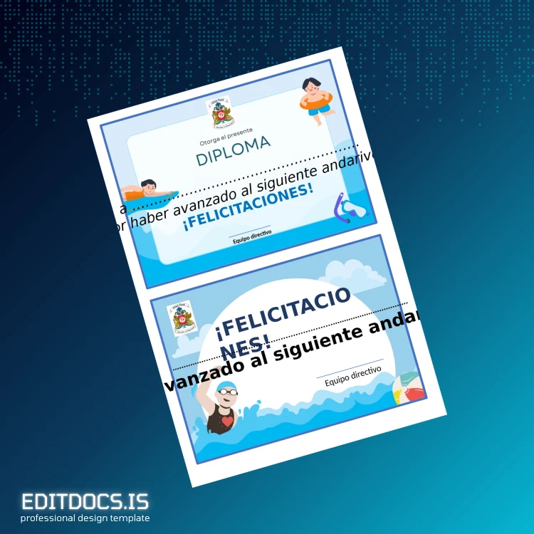 Editable Mexico Diploma in Swimming Template Page Preview - EditDocs