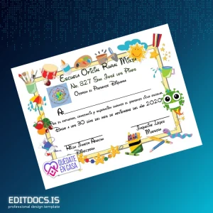 Editable Mexico Escuela Oficial Rural Mixta Diploma Template Page Preview - EditDocs