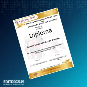 Editable Mexico Escuela Secundaria Estatal Diploma Template Page Preview - EditDocs
