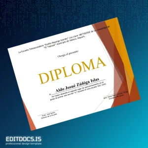 Editable Mexico Escuela Telesecundaria Emilio Mayorga Isiordia Diploma Certificate Page Preview - EditDocs