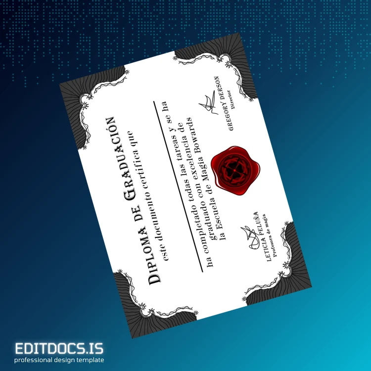 Editable Mexico Escuela de Magia Graduation Diploma Template Page Preview - EditDocs