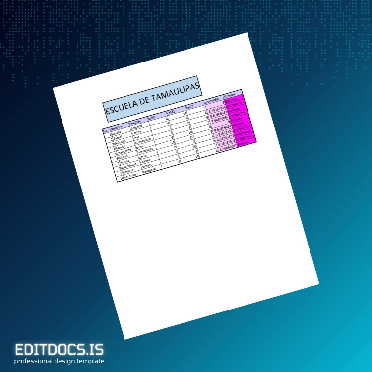 Editable Mexico Escuela de Tamaulipas High School Diploma Template Page Preview - EditDocs