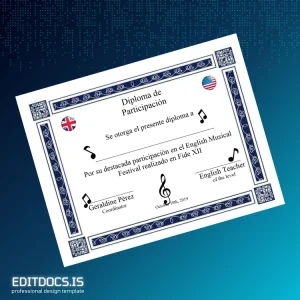 Editable Mexico Fide XII School Participation Diploma Template Page Preview - EditDocs