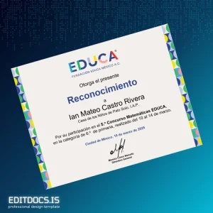 Editable Mexico Fundación EDUCA Recognition Certificate Page Preview - EditDocs