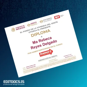 Editable Mexico ISSSTE Diploma Template Page Preview - EditDocs