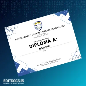 Editable Mexico Jean Piaget Official High School Diploma Template Page Preview - EditDocs