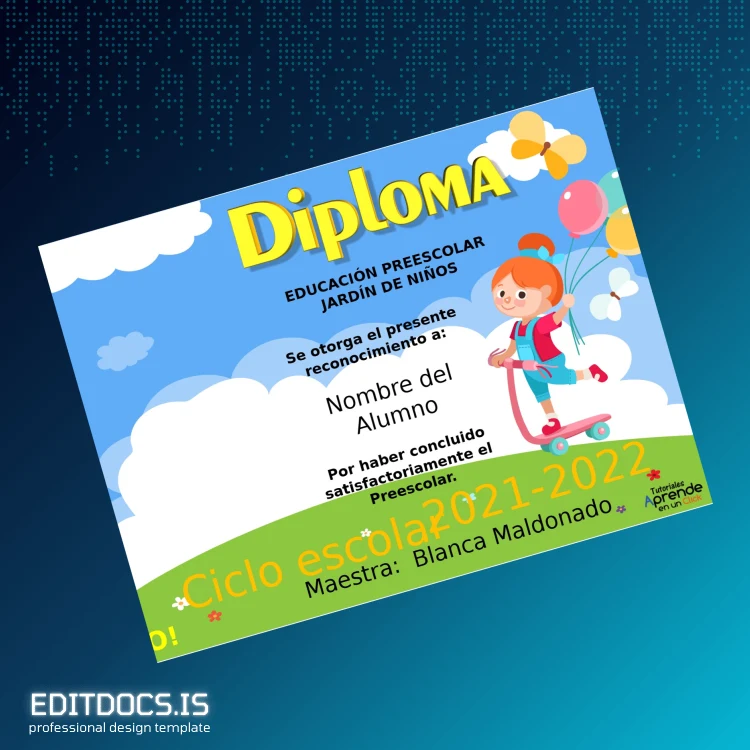Editable Mexico Kindergarten Diploma Template page 2 Page Preview - EditDocs