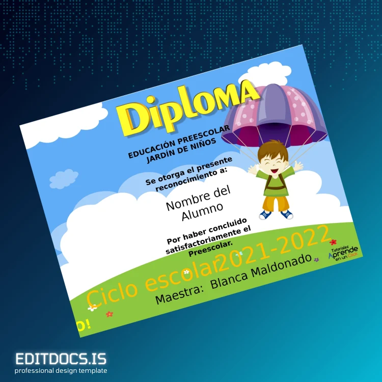 Editable Mexico Kindergarten Diploma Template Page Preview - EditDocs