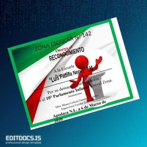 Editable Mexico Luis Padilla Nervo T.M. School Recognition Certificate Page Preview - EditDocs