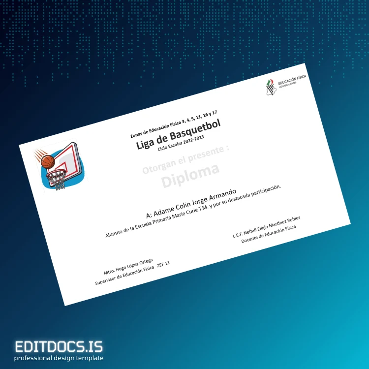 Editable Mexico Marie Curie Primary School Diploma Template Page Preview - EditDocs