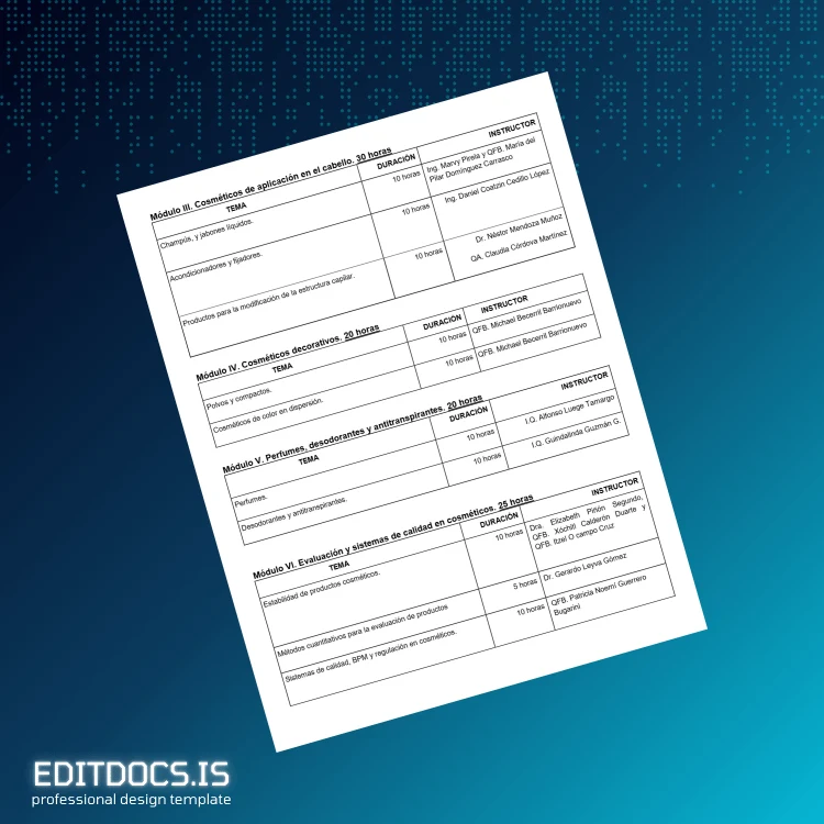Editable Mexico National Autonomous University Diploma in Cosmetic Technology Template page 4 Page Preview - EditDocs