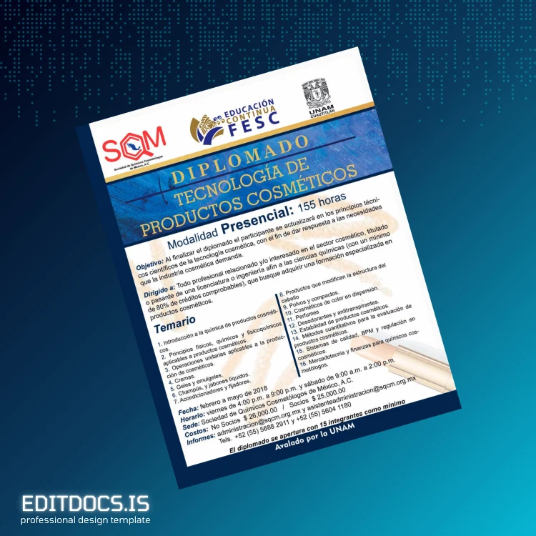 Editable Mexico National Autonomous University Diploma in Cosmetic Technology Template Page Preview - EditDocs