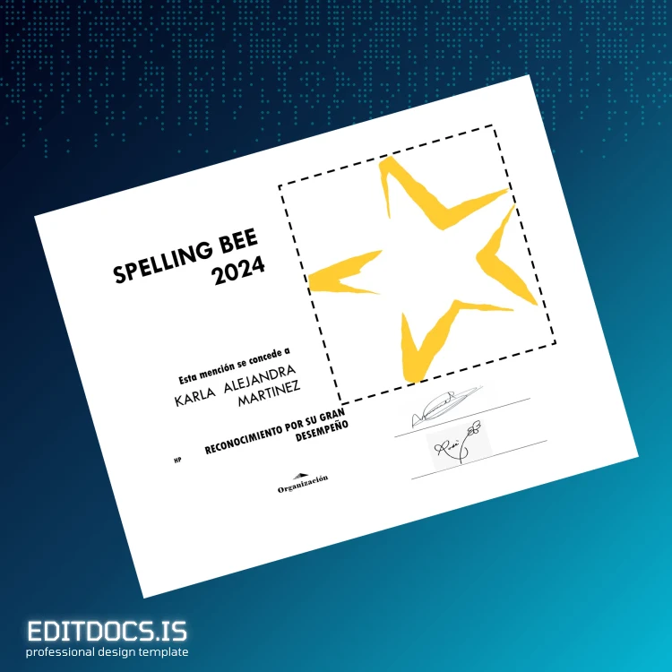 Editable Mexico Organization Spelling Bee Diploma Template Page Preview - EditDocs