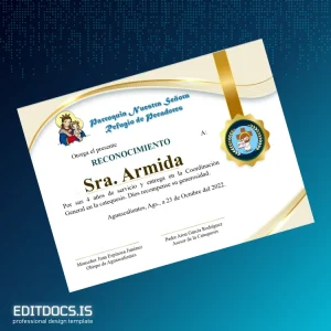 Editable Mexico Parroquia Nuestra Señora Refugio de Pecadores Recognition Certificate Page Preview - EditDocs
