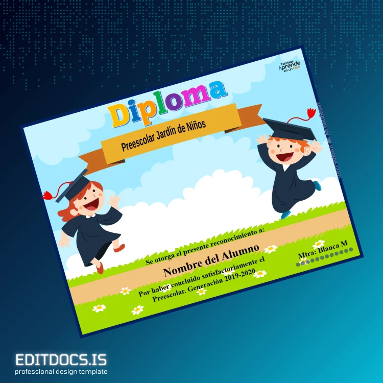Editable Mexico Preschool Garden Diploma Template Page Preview - EditDocs
