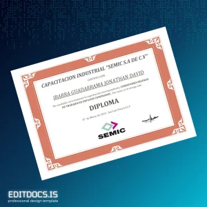 Editable Mexico SEMIC S.A. de C.V. Diploma Page Preview - EditDocs
