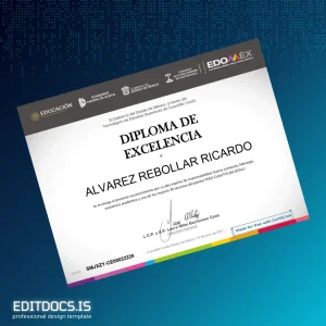 Editable Mexico Tecnológico de Estudios Superiores de Cuautitlán Izcalli Excellence Diploma Page Preview - EditDocs