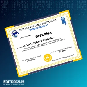 Editable Mexico Teresa Borja Primary School Diploma Page Preview - EditDocs