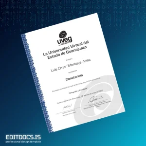 Editable Mexico Universidad Virtual del Estado de Guanajuato Course Certificate in Ortography and Grammar Template Page Preview - EditDocs