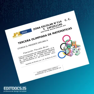Editable Mexico Zona Escolar 114 Diploma in Mathematics Template Page Preview - EditDocs
