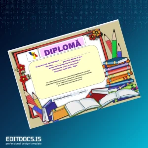 Editable Moldova Gimnaziul Albota de Jos Merit Diploma Page Preview - EditDocs