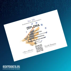 Editable Netherlands European Open University Professional Diploma in International Marketing Template Page Preview - EditDocs