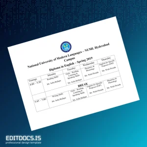 Editable Pakistan National University of Modern Languages Diploma in English Page Preview - EditDocs