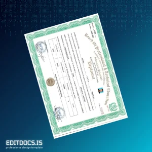 Editable Pakistan TEVTA Diploma of Carpenter Template Page Preview - EditDocs