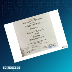 Editable Panama Colegio Abel Bravo High School Diploma Page Preview - EditDocs