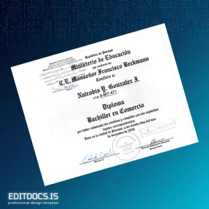 Editable Panama Instituto de Educación High School Diploma Template Page Preview - EditDocs